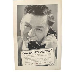 Vintage 1938 Bell Telephone Thanks For Calling Ad Advertisement